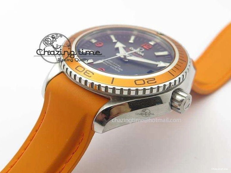 0516 Breathable Planet Ocean SS Bp Maker 45mm Orange Bezel On Orange Rubber Strap A 8221